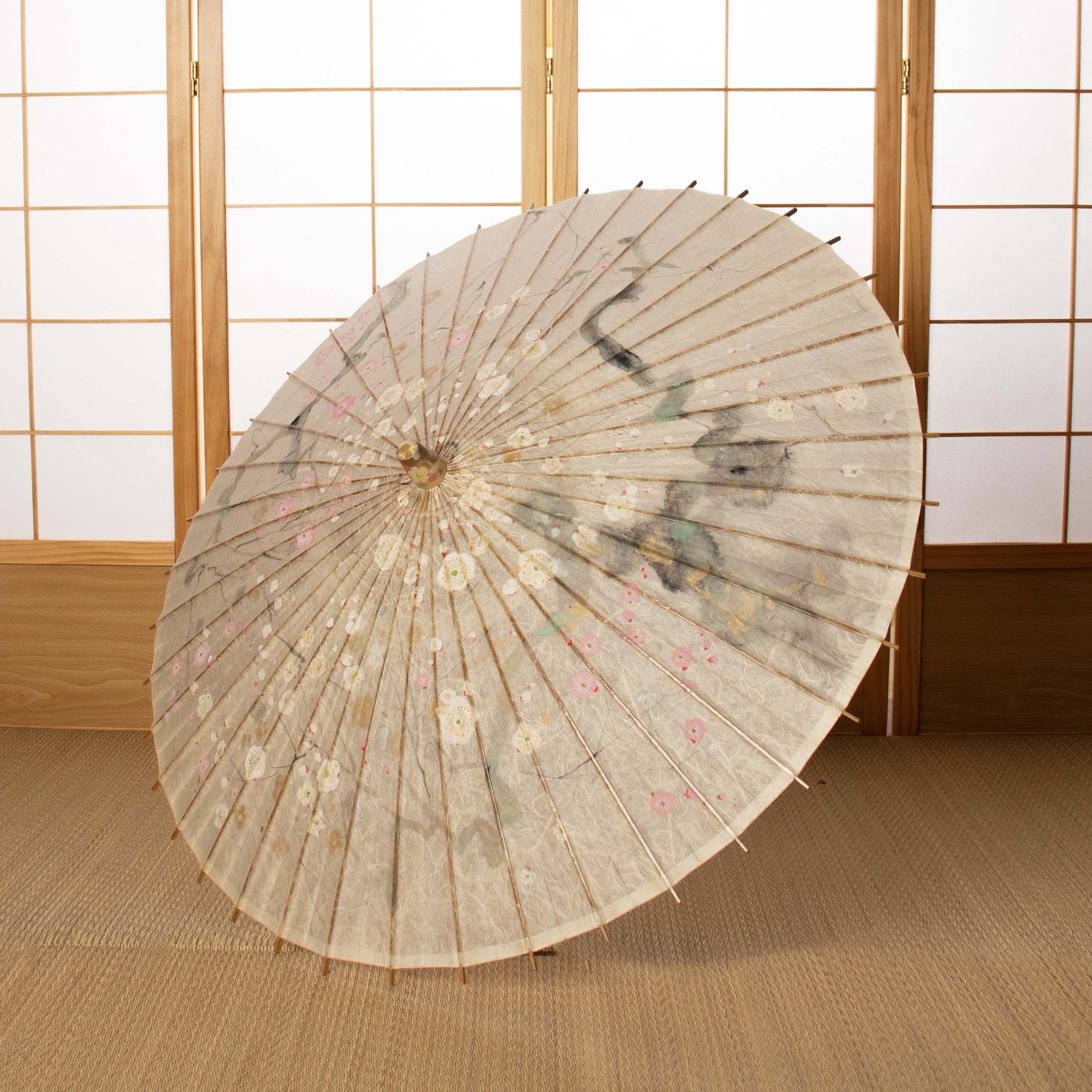 手描き 和日傘「紅梅白梅」