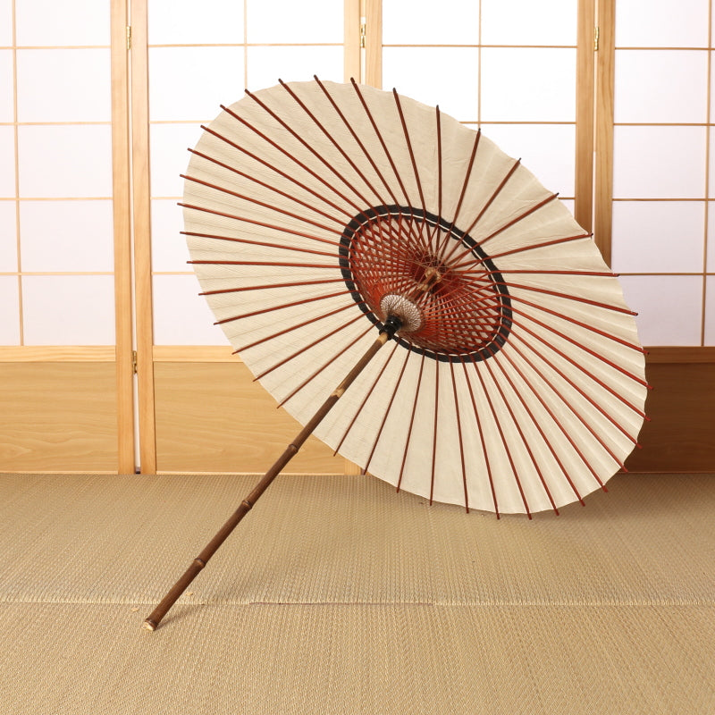 黒竹日傘『縁』縞文様 文人茶