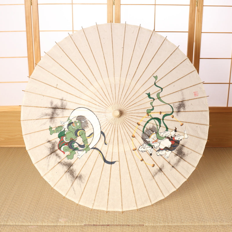 手描き京友禅 和日傘『風神雷神図』