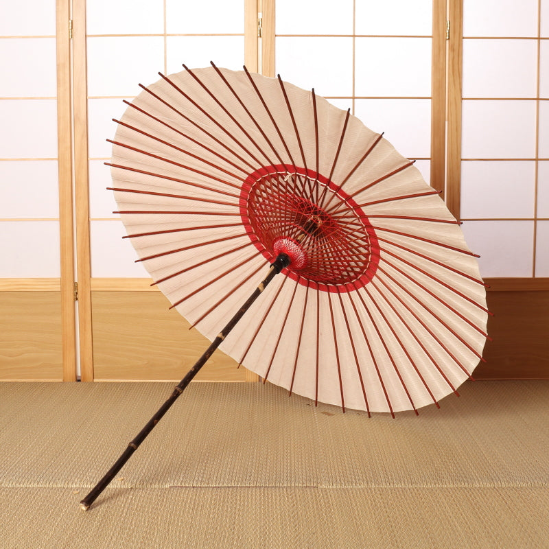 黒竹和日傘『縁』縞模様 紅