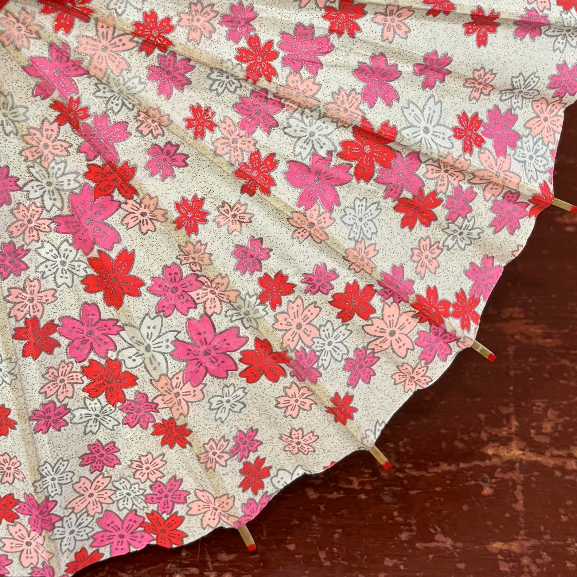 姫和傘 大寸『白地にリボン桜』