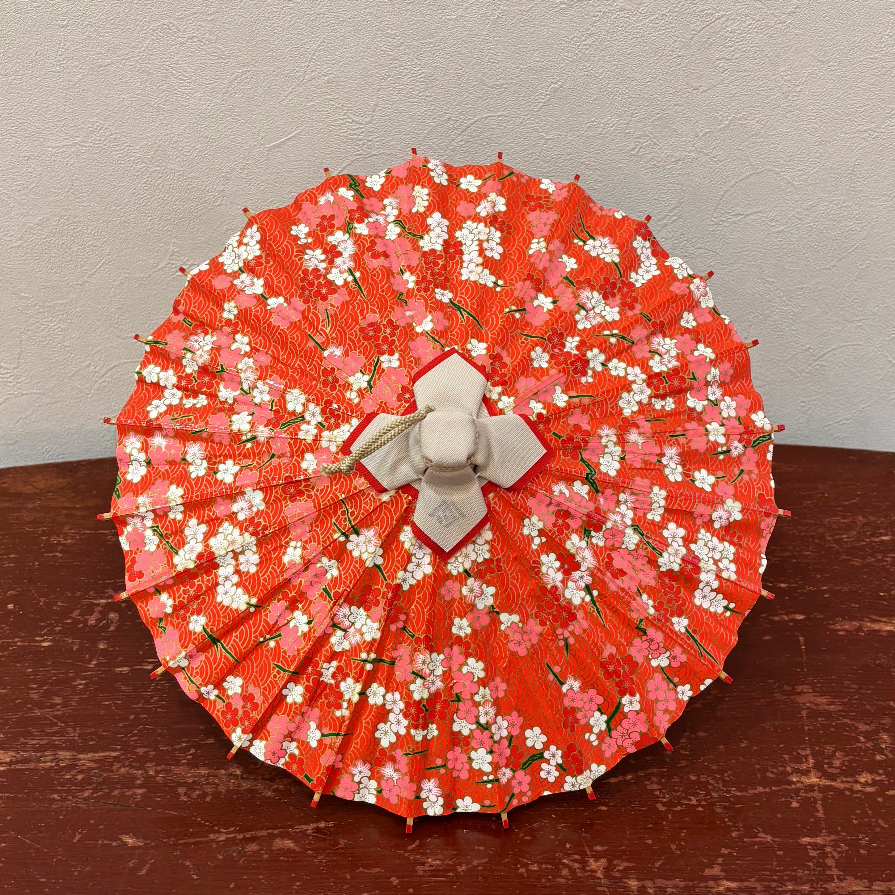 姫和傘 『梅に青海波』赤