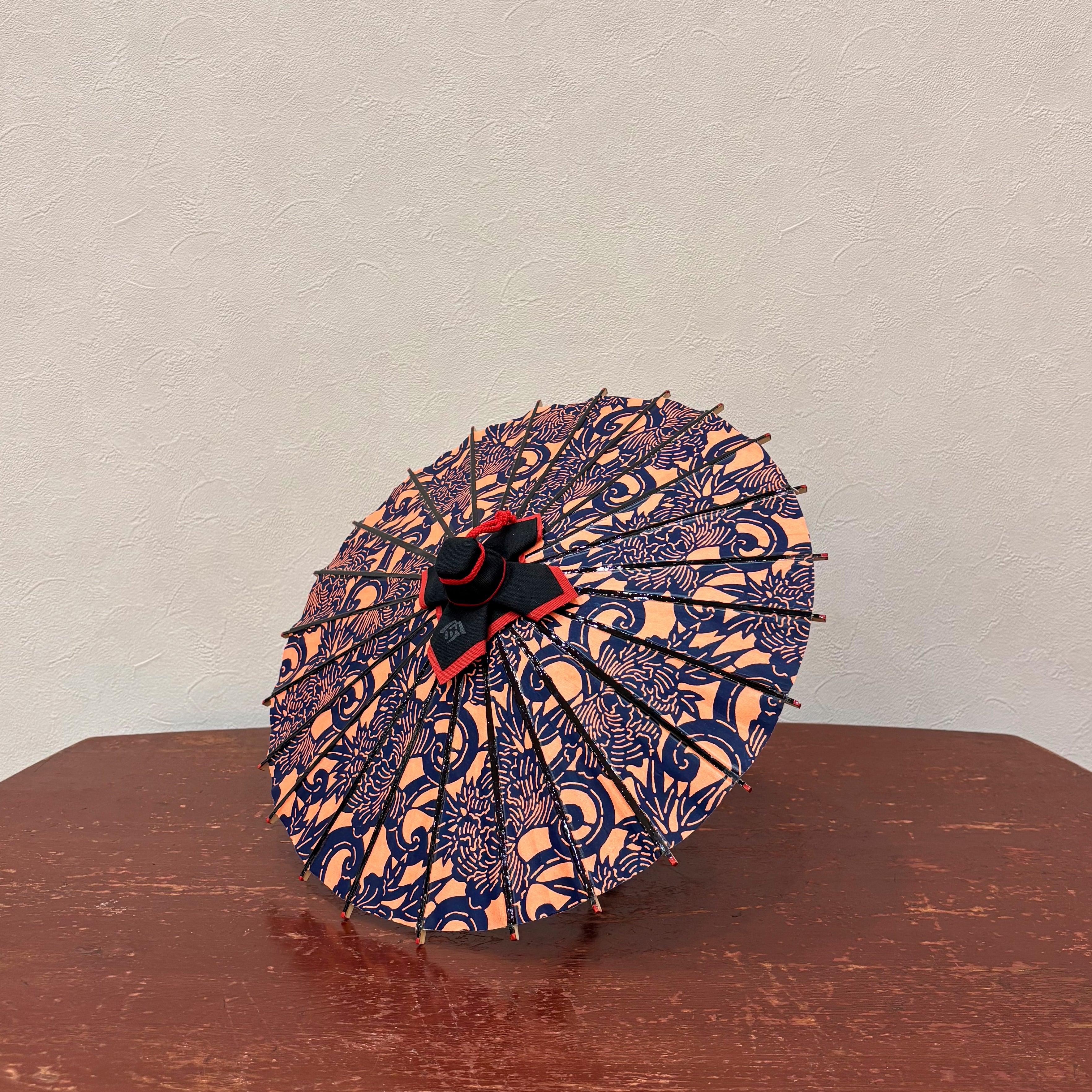 姫和傘 『牡丹唐草』エンジ