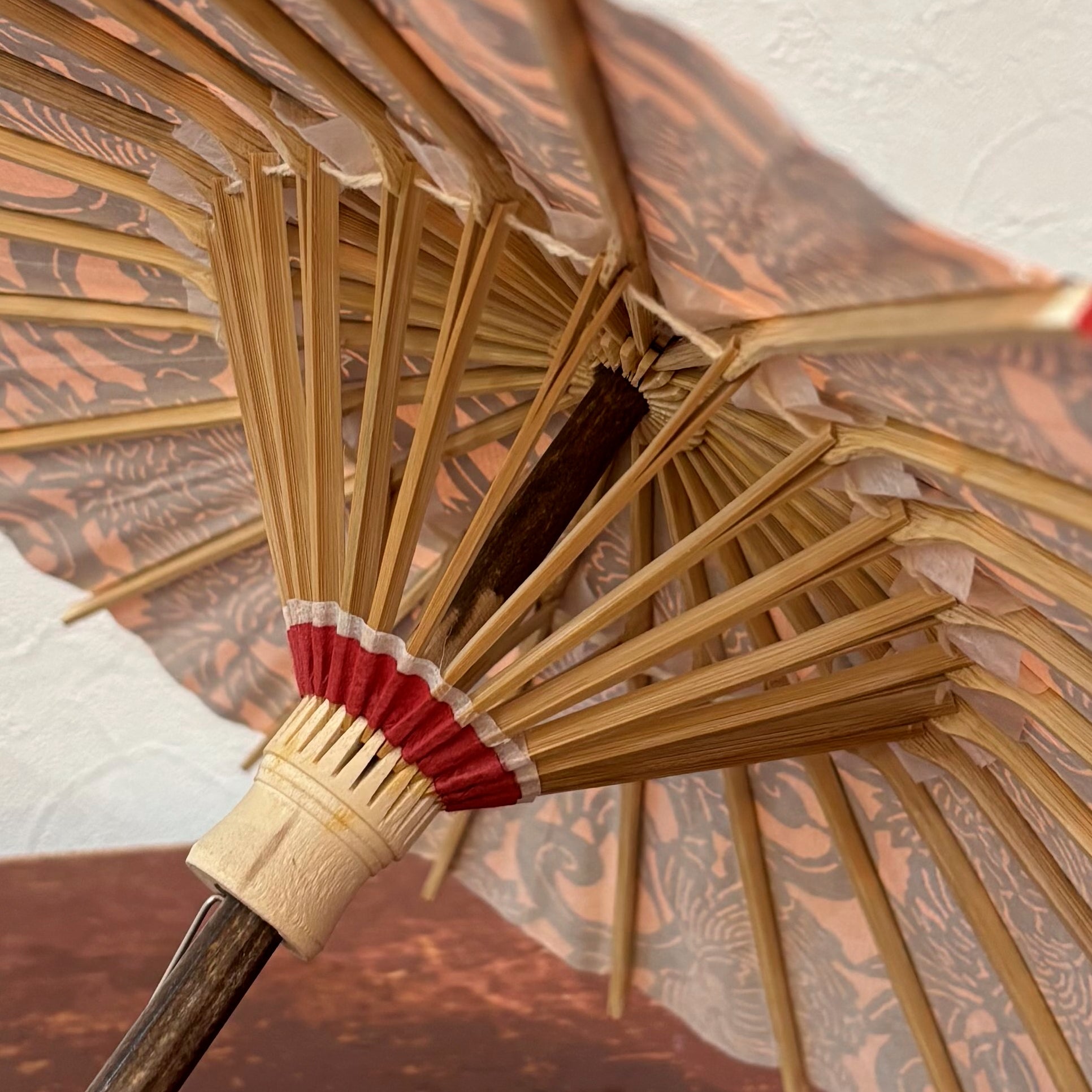 姫和傘 『牡丹唐草』エンジ