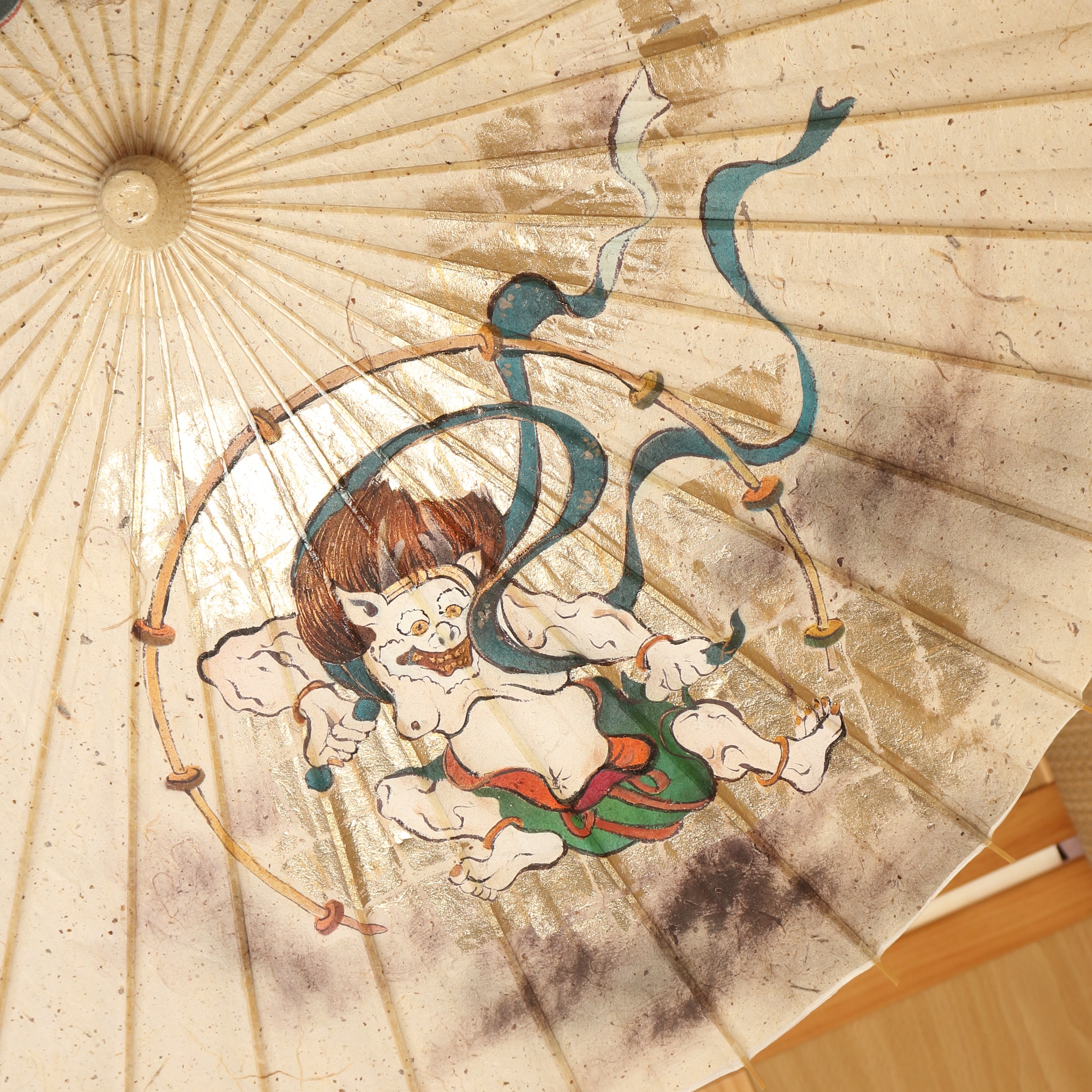 手描き京友禅 和日傘『風神雷神図』