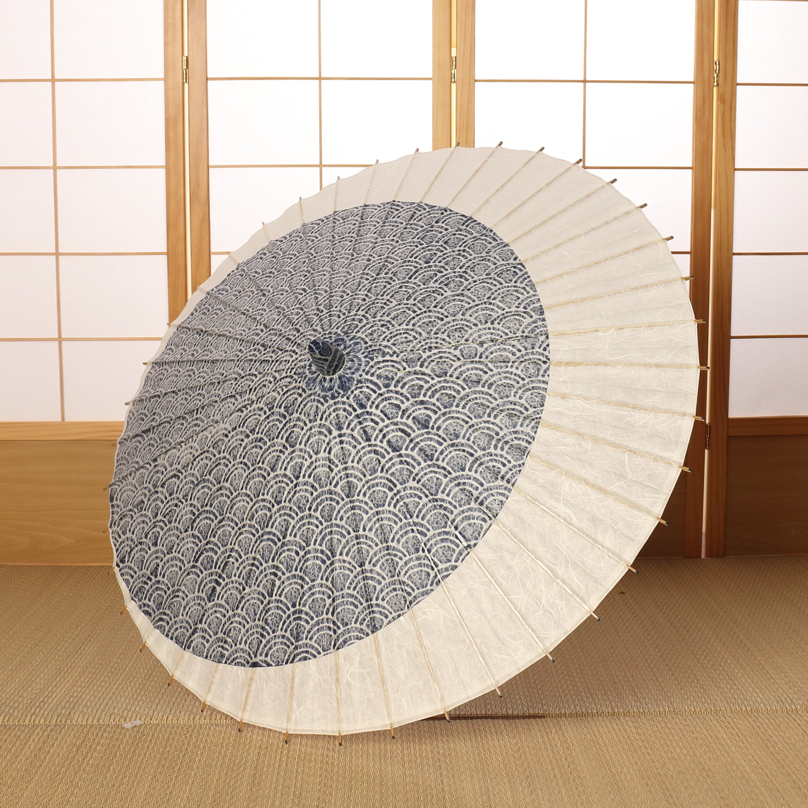 落水紙重ね『月奴』青海波 藍影