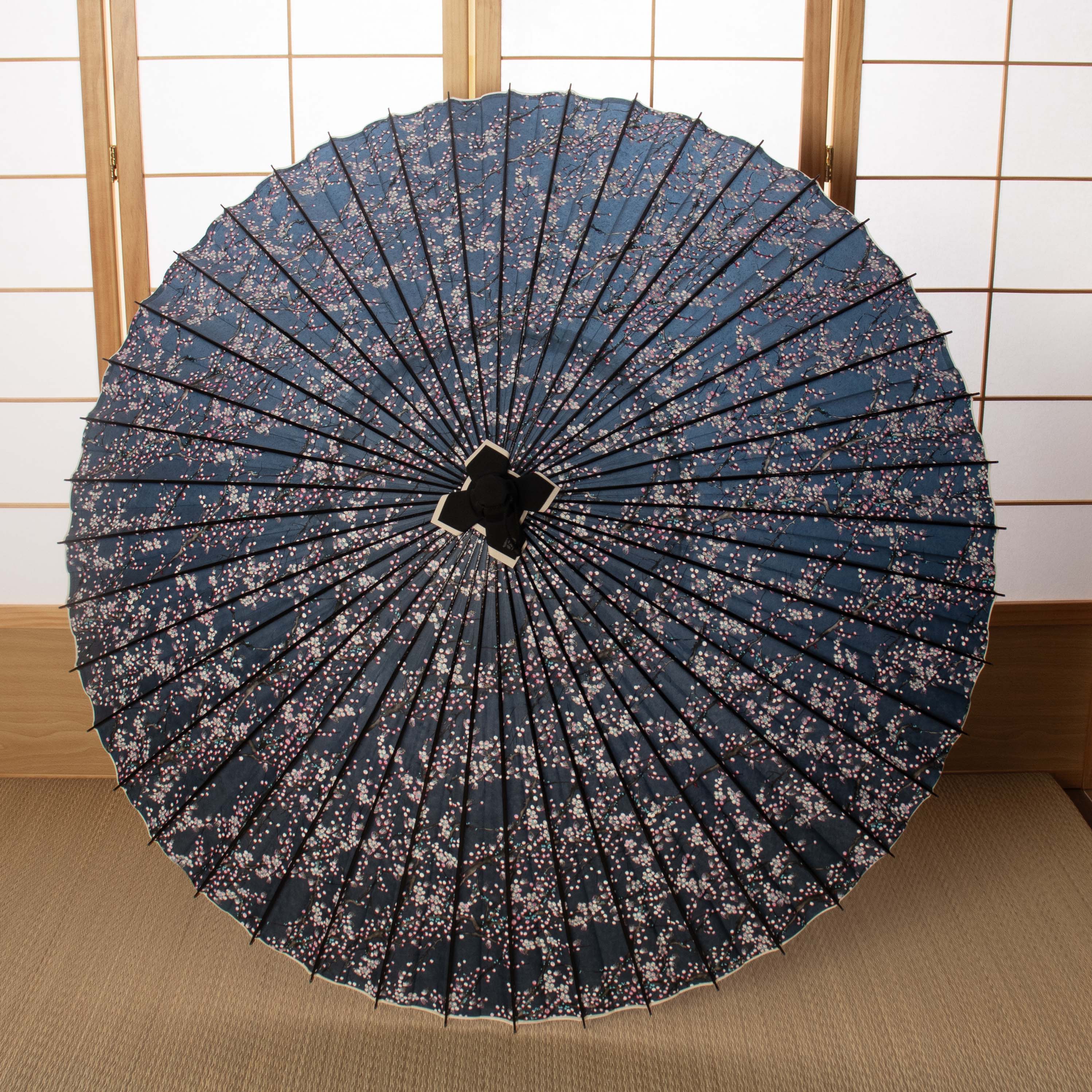 京友禅 黒竹『梅流水 濃藍(こあい)』