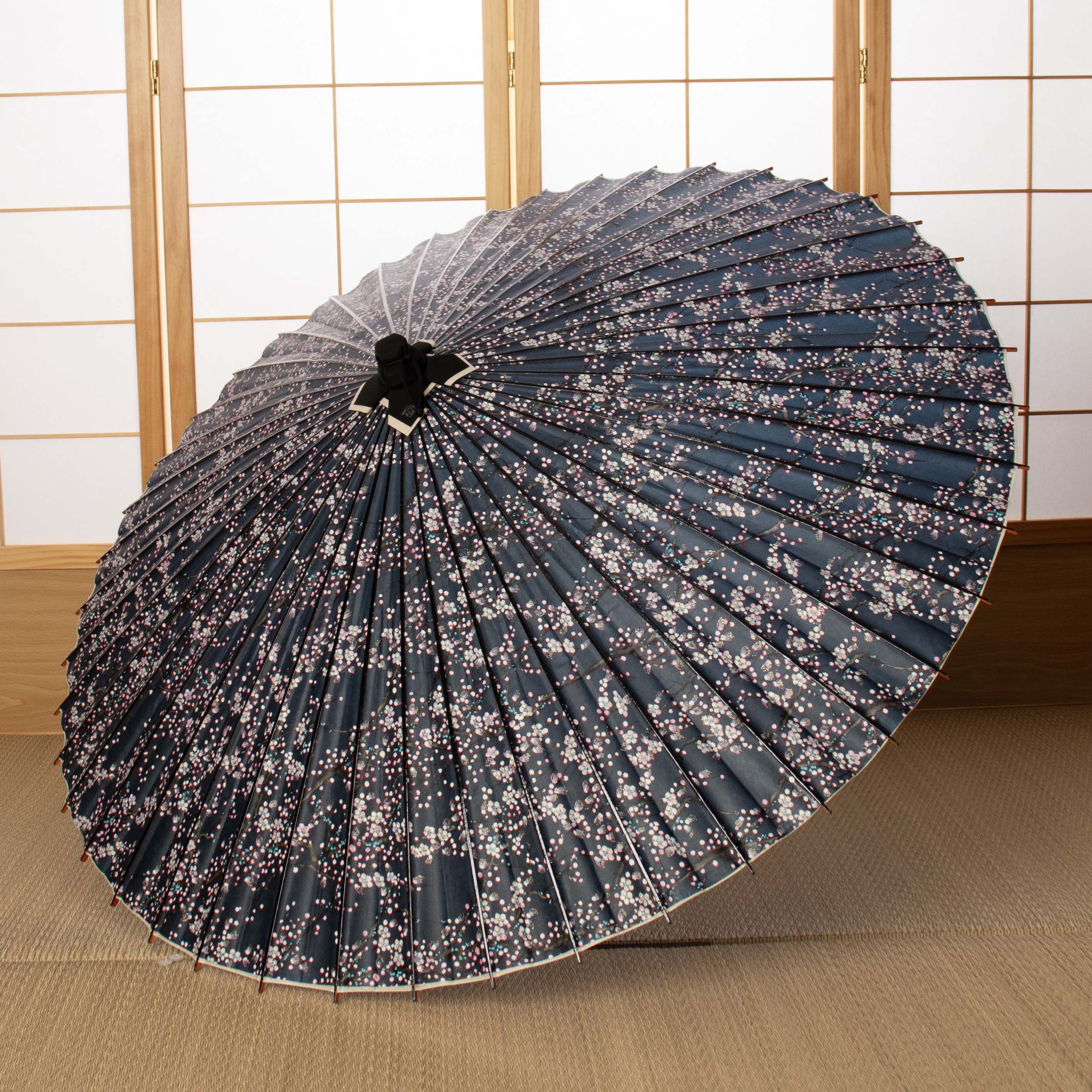 京友禅 黒竹『梅流水 濃藍(こあい)』