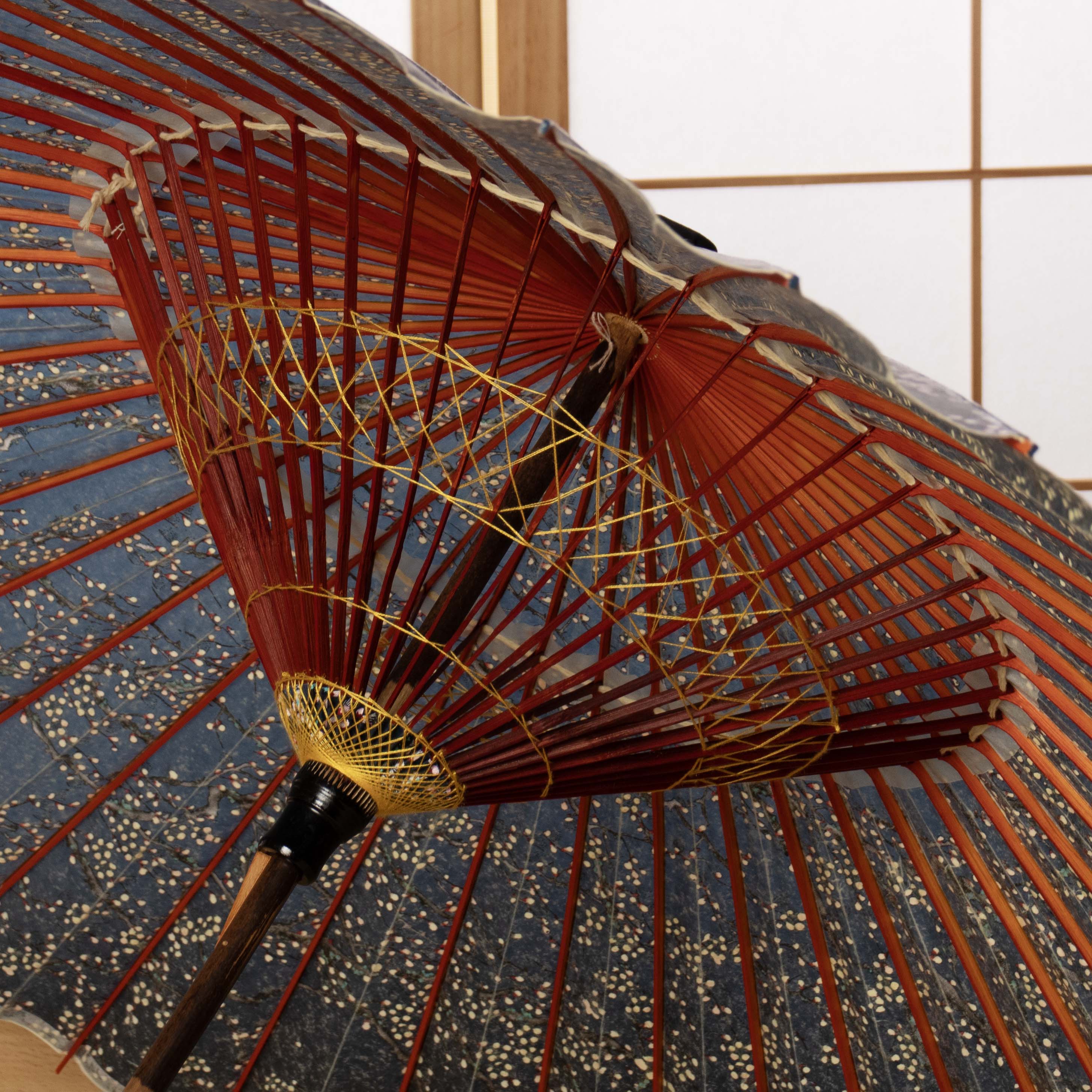 京友禅 黒竹『梅流水 濃藍(こあい)』