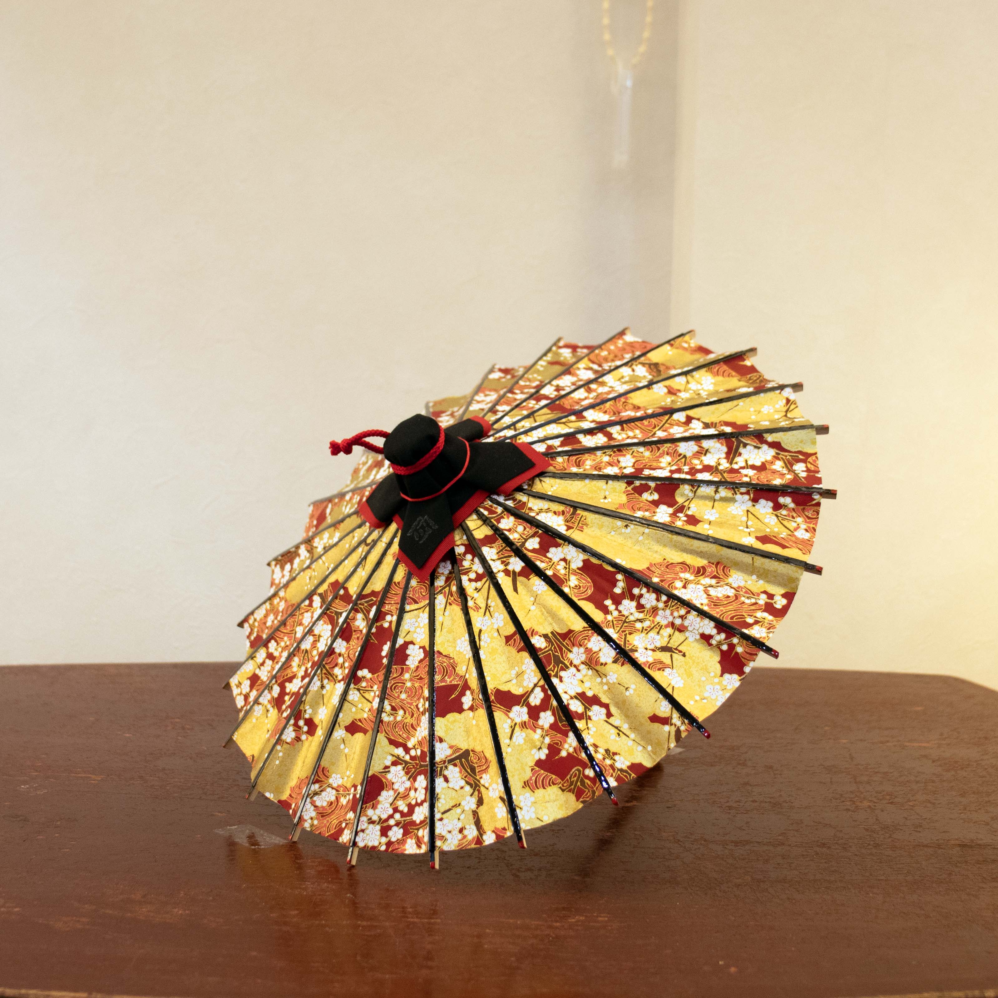 姫和傘 『雲どり流水に梅』エンジ