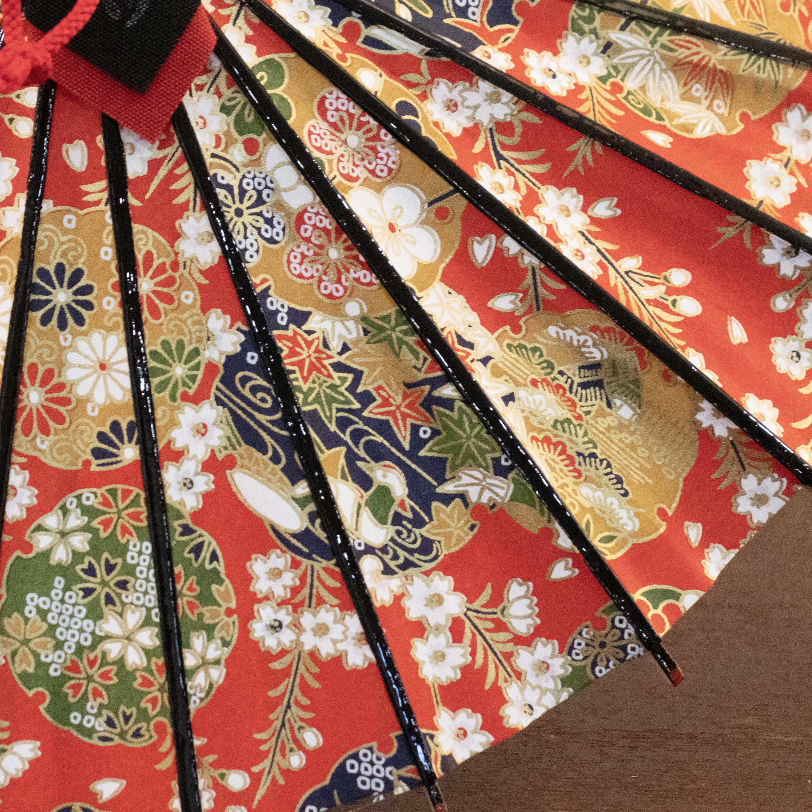 姫和傘 『雪輪に四季の花』 黒漆