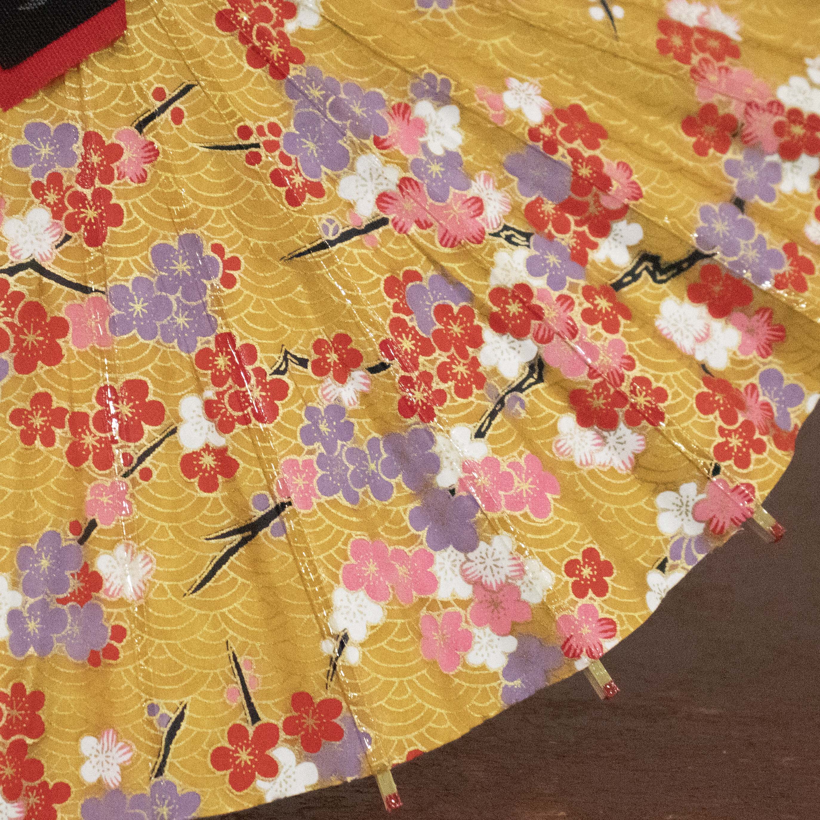姫和傘 『青海波に梅』山吹