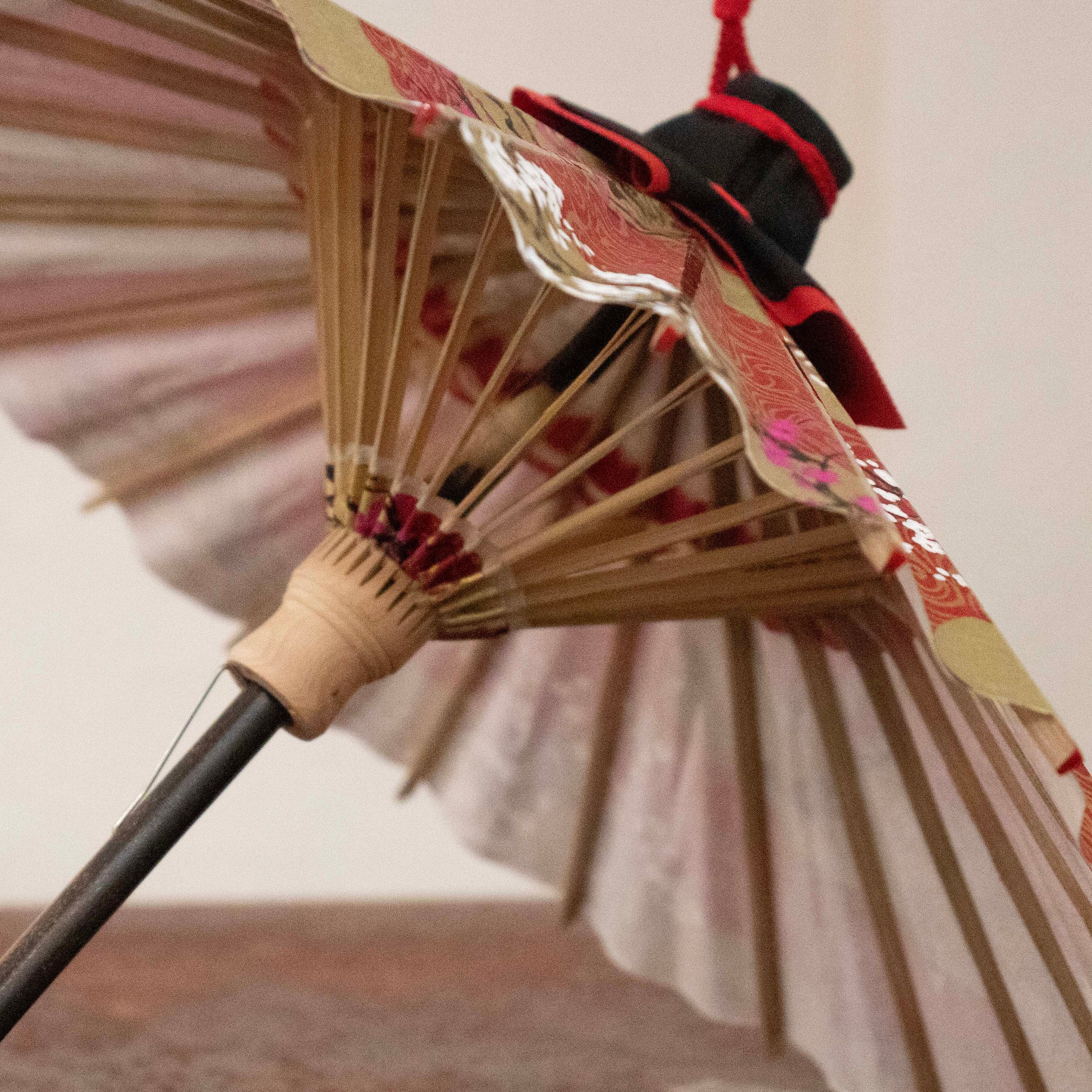 姫和傘 『金彩 観世流水』エンジ