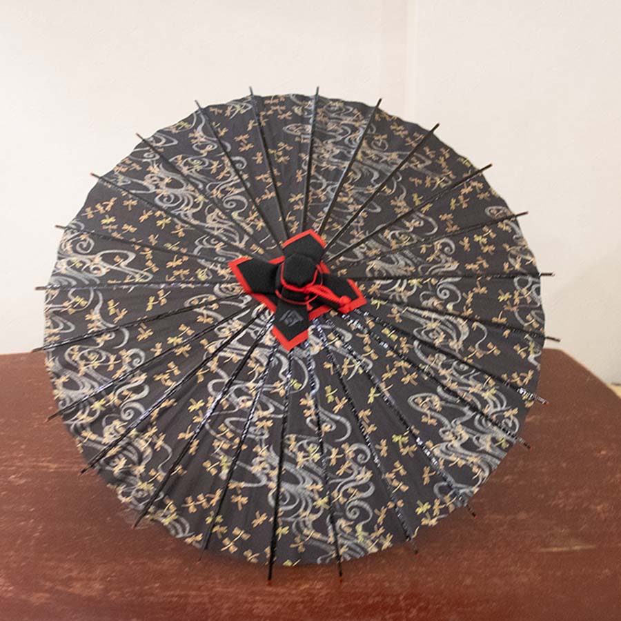 姫和傘 大寸『トンボの舞 黒』