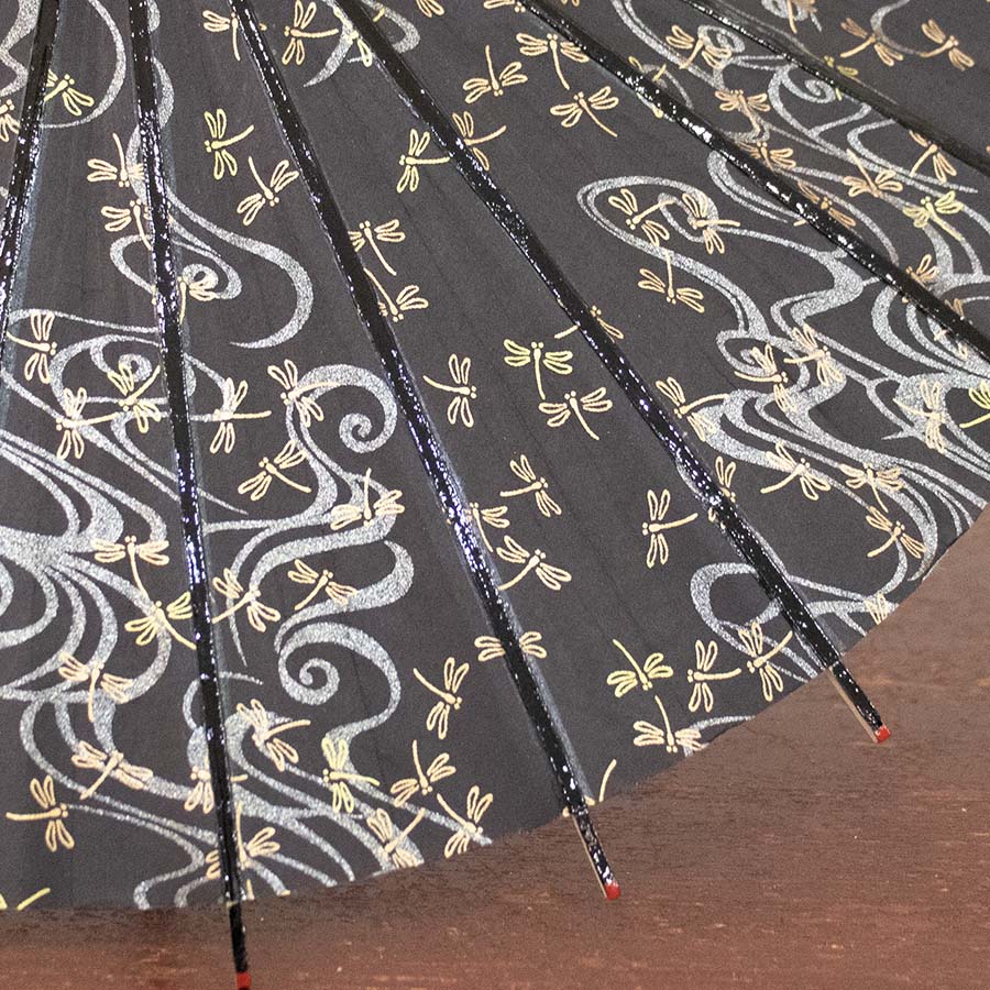 姫和傘 大寸『トンボの舞 黒』