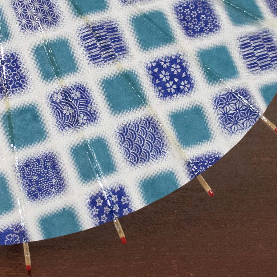 姫和傘 大寸『市松花文様 青』