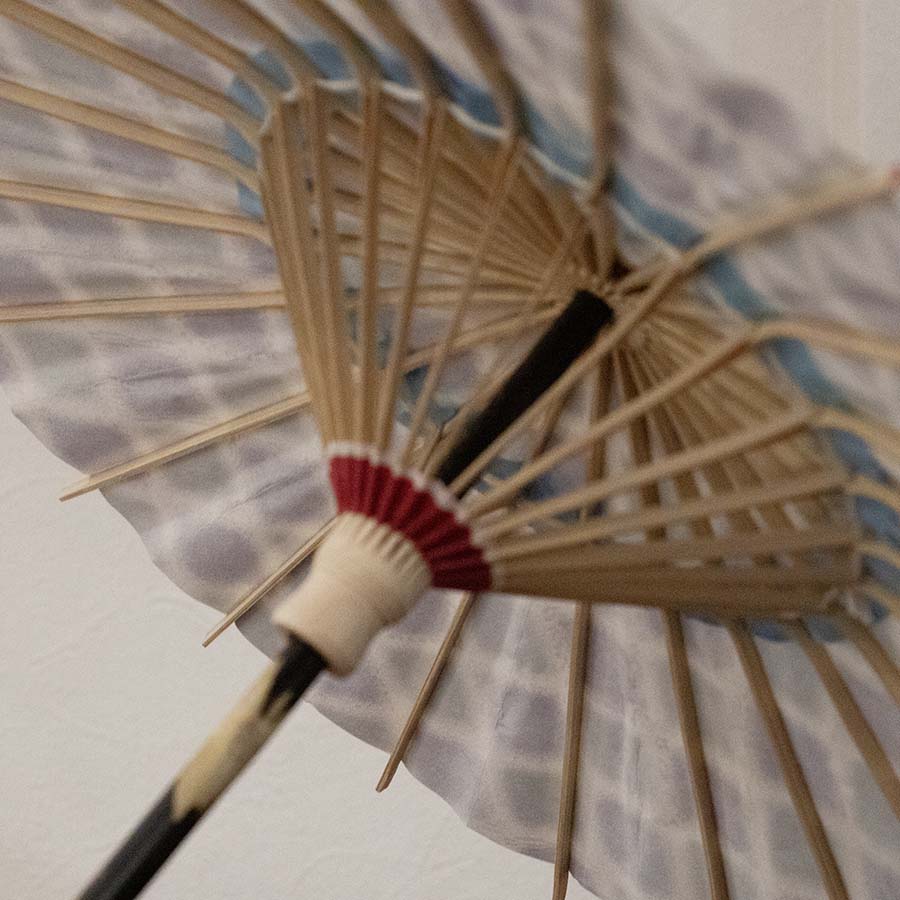 姫和傘 大寸『市松花文様 青』