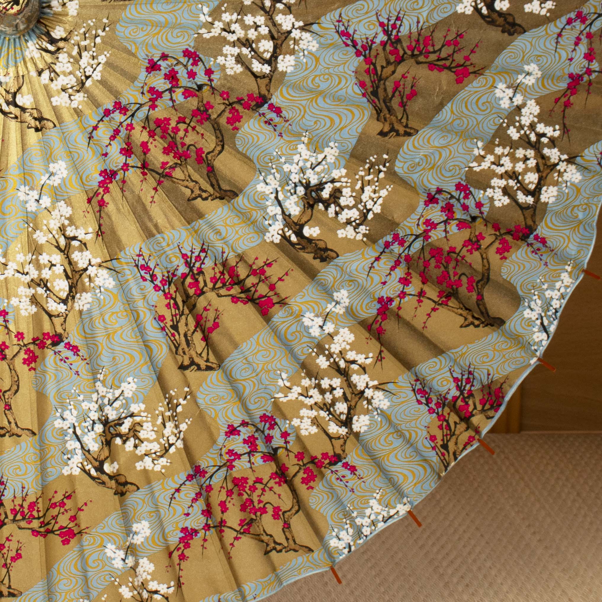 Ryusui Red and white plum/Gold color Kyoto style Yuzen