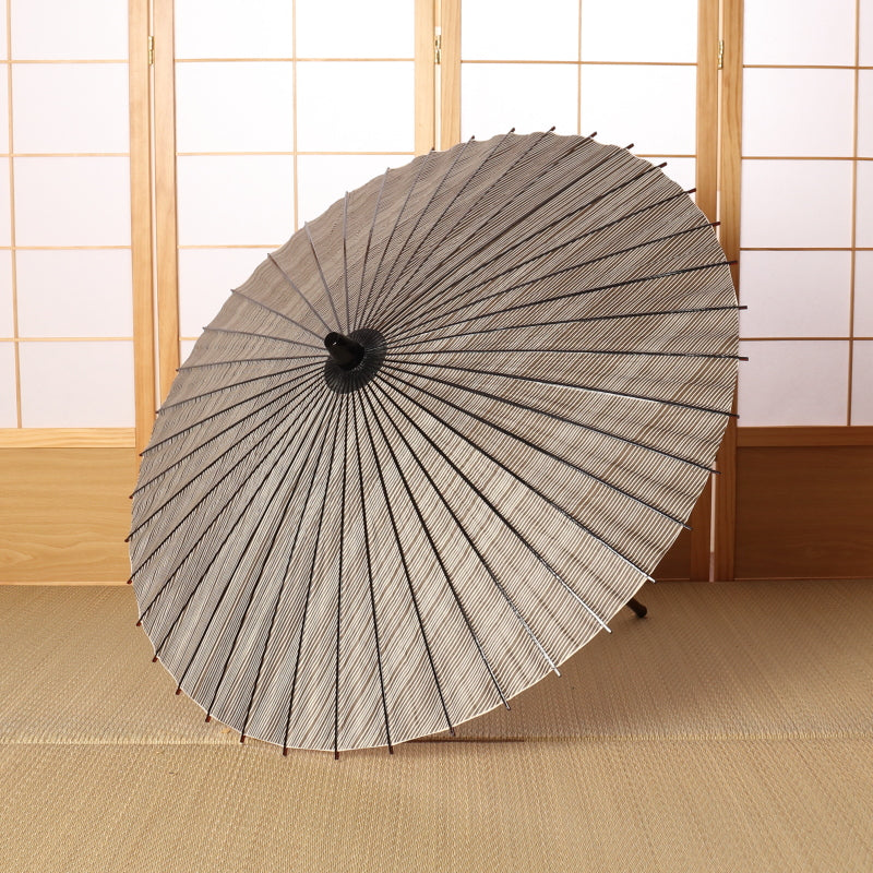 黒竹日傘『縁』縞文様 文人茶