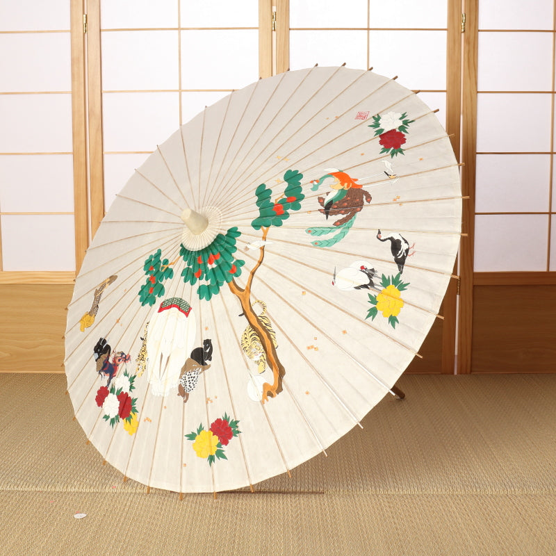 手描き京友禅 和日傘『伊藤若冲 鳥獣花木図』
