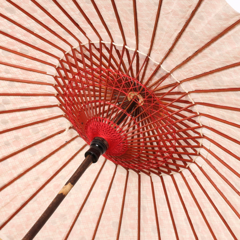 Black Bamboo Japanese Parasol "Edge" Polka Dot/Red