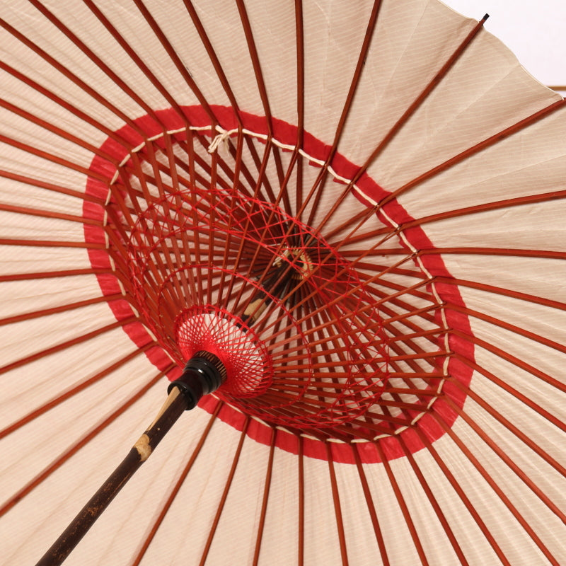 黒竹和日傘『縁』縞模様 紅