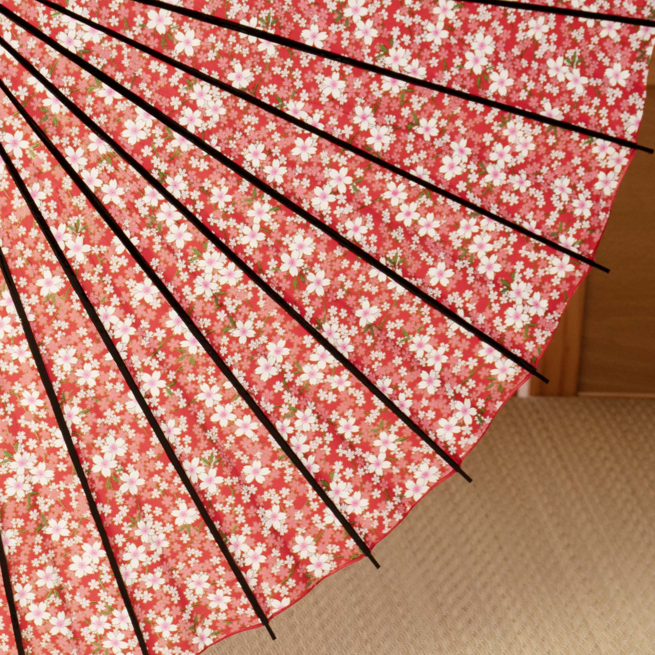 黒竹和日傘 京友禅『桜日和/赤』