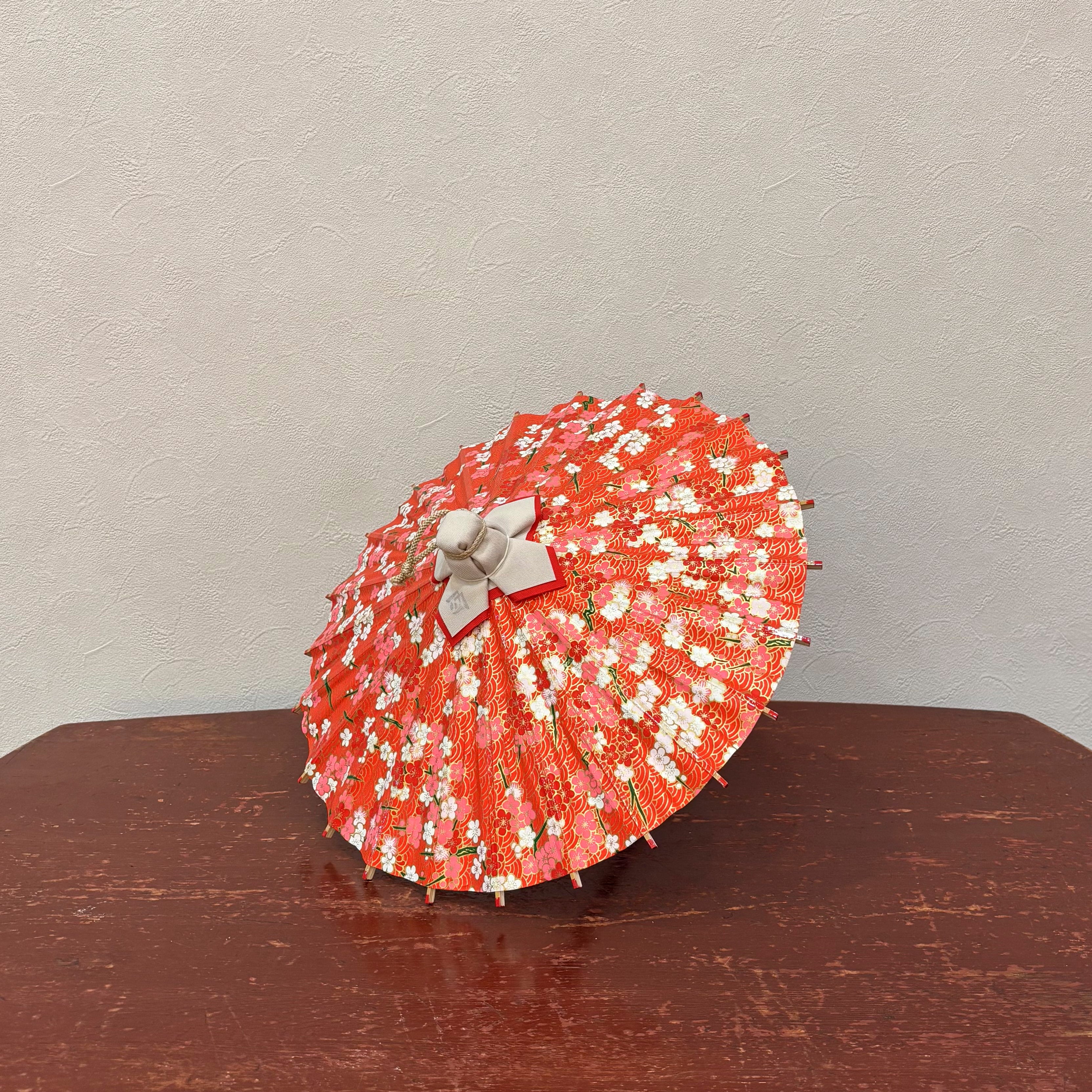 姫和傘 『梅に青海波』赤