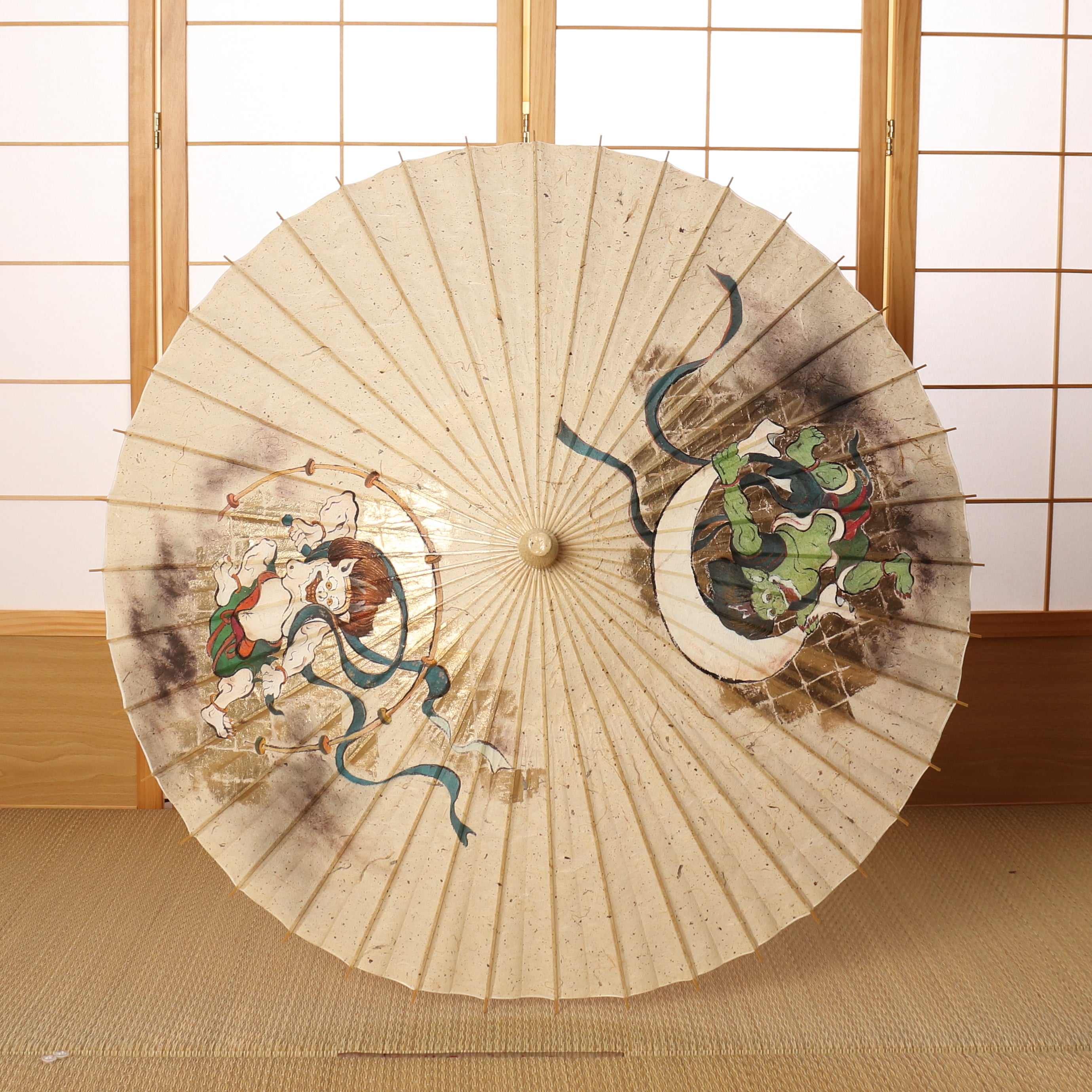 手描き京友禅 和日傘『風神雷神図』