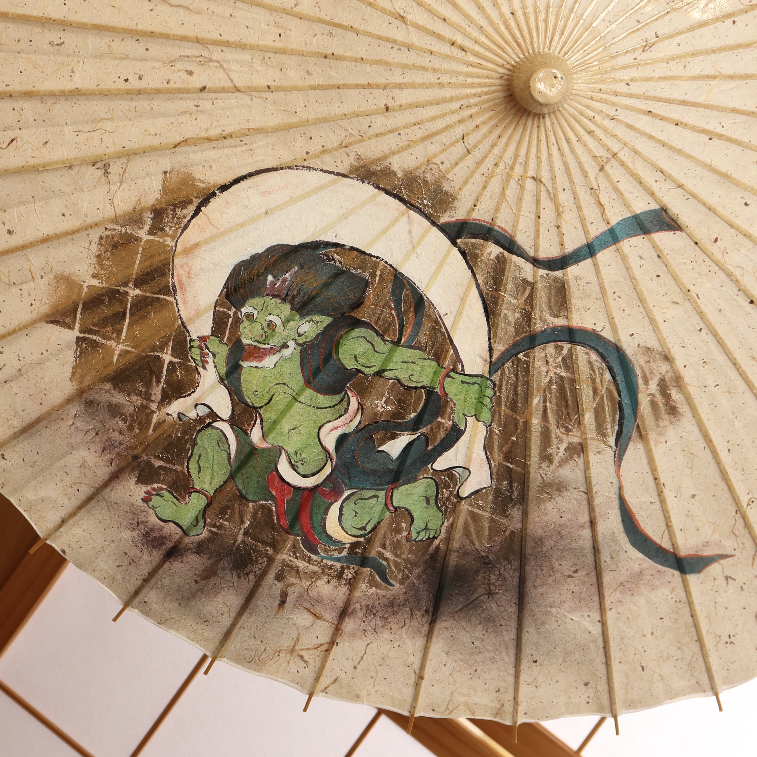 手描き京友禅 和日傘『風神雷神図』