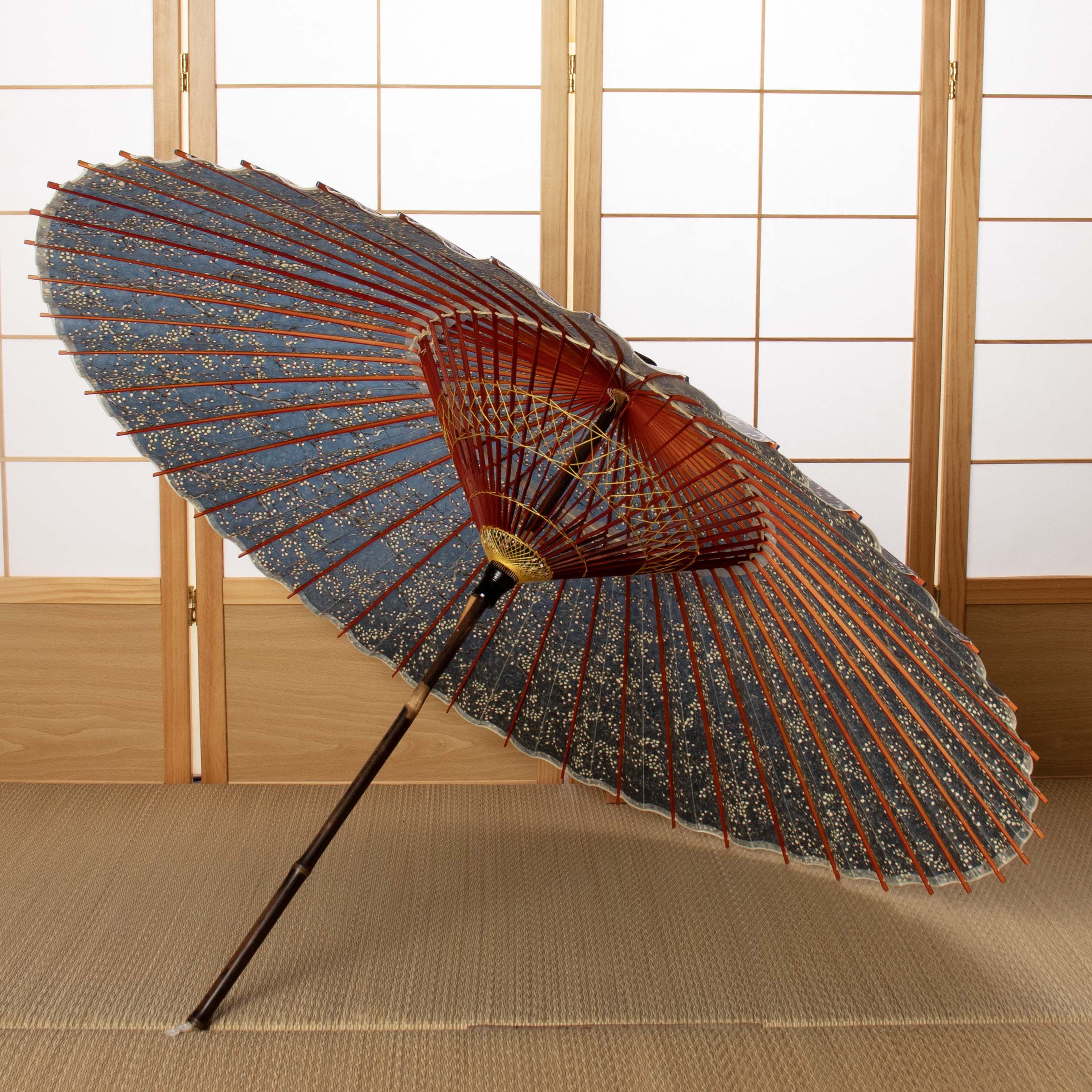 京友禅 黒竹『梅流水　濃藍（こあい）』