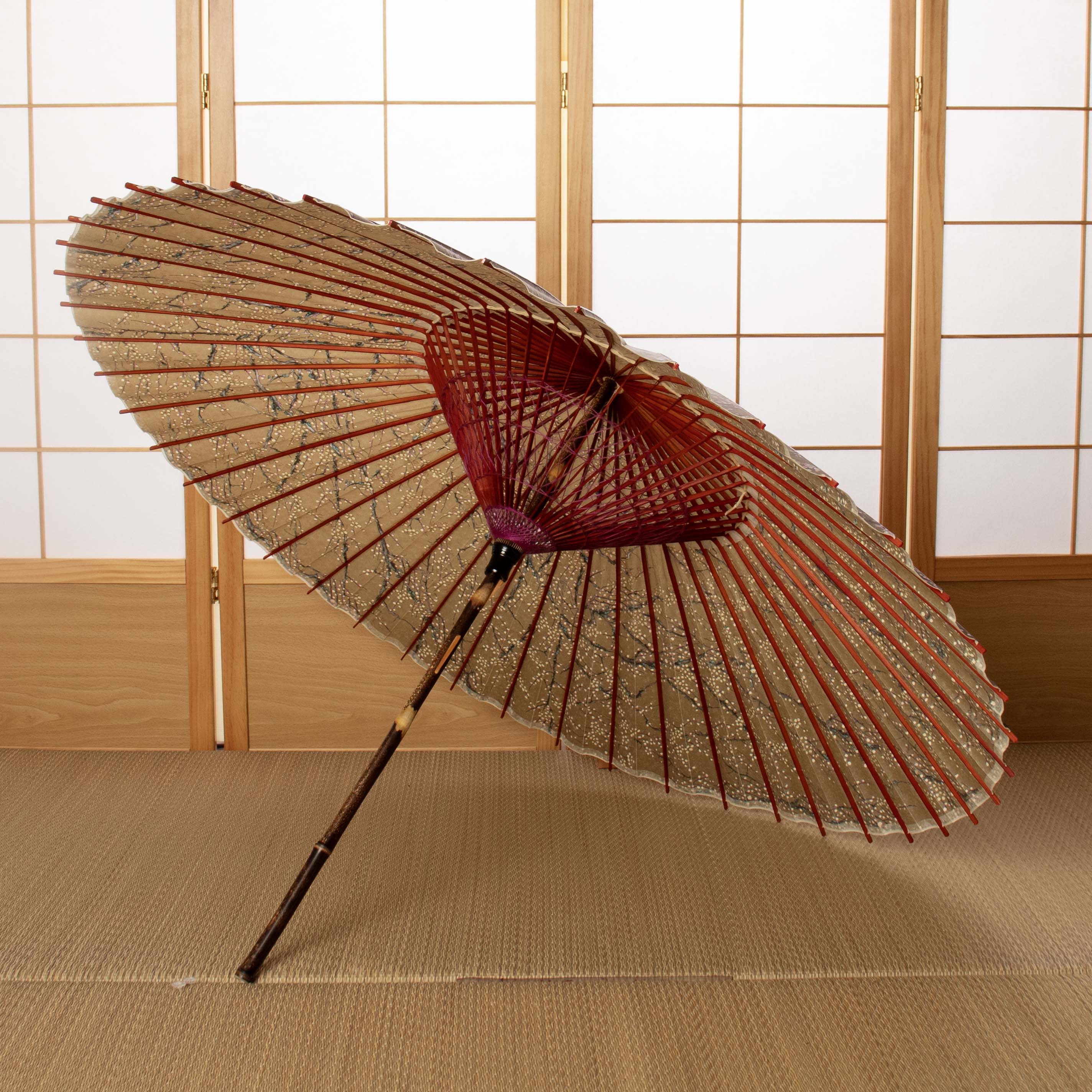 京友禅 黒竹『梅流水 くるみ色』