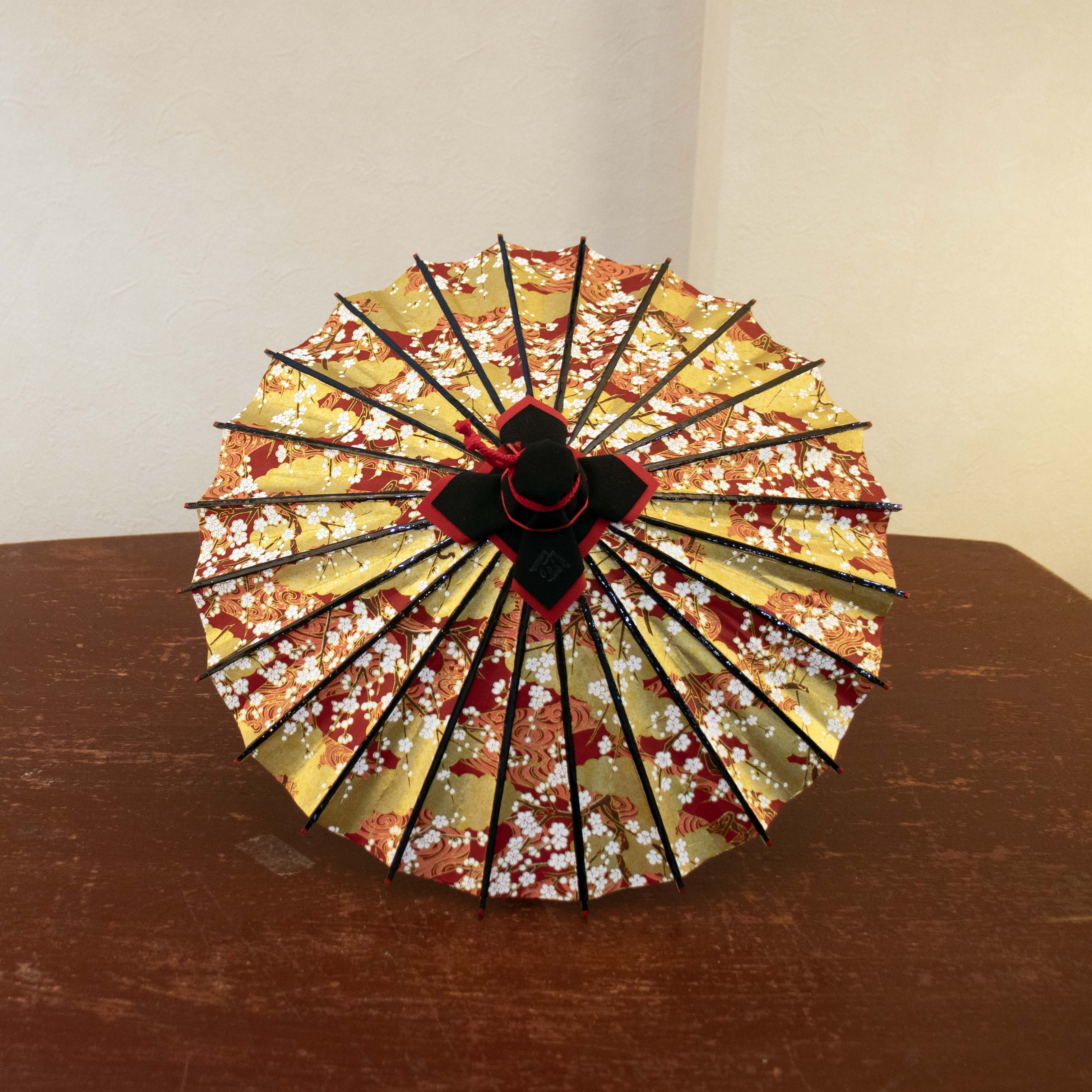 姫和傘 『雲どり流水に梅』エンジ