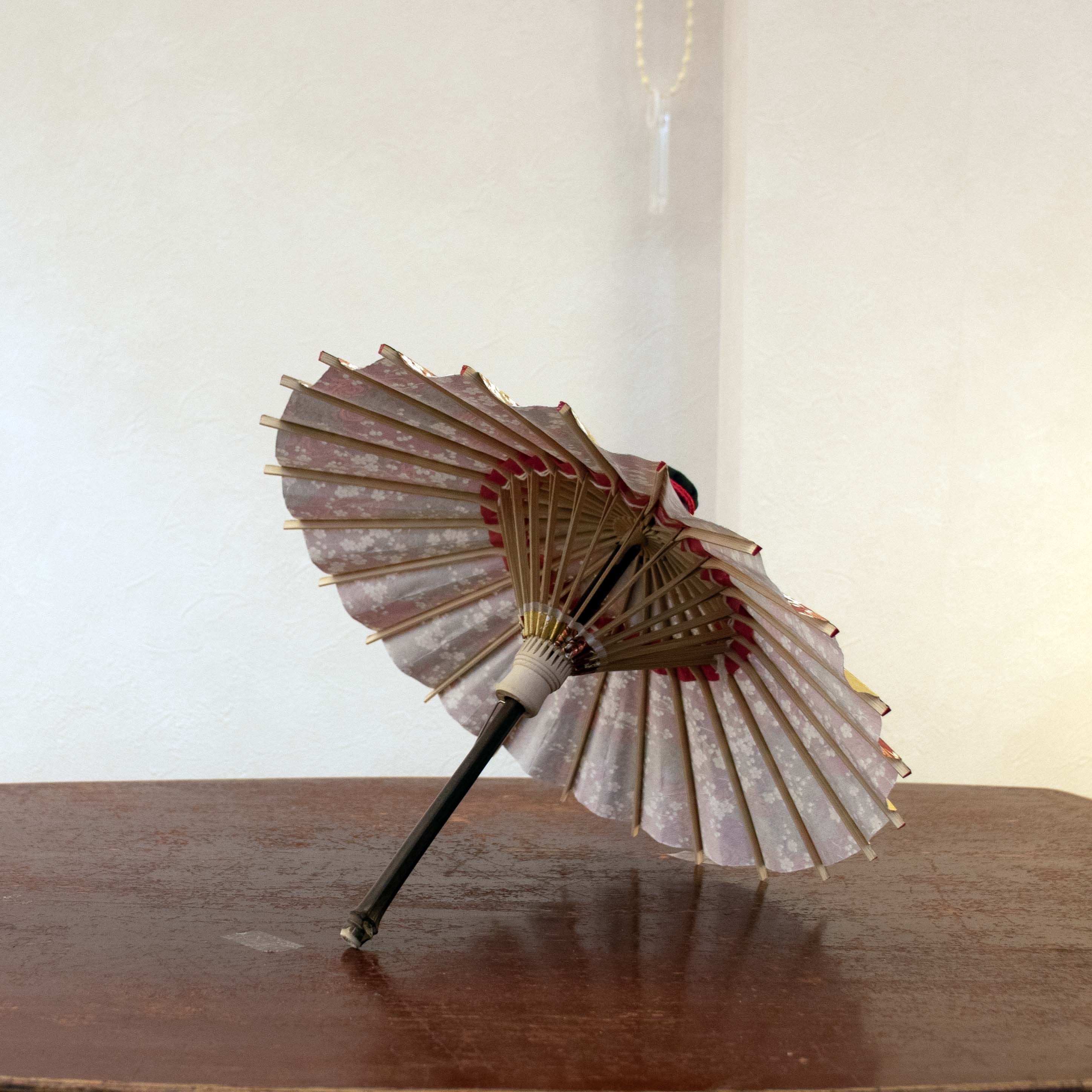 姫和傘 『雲どり流水に梅』エンジ