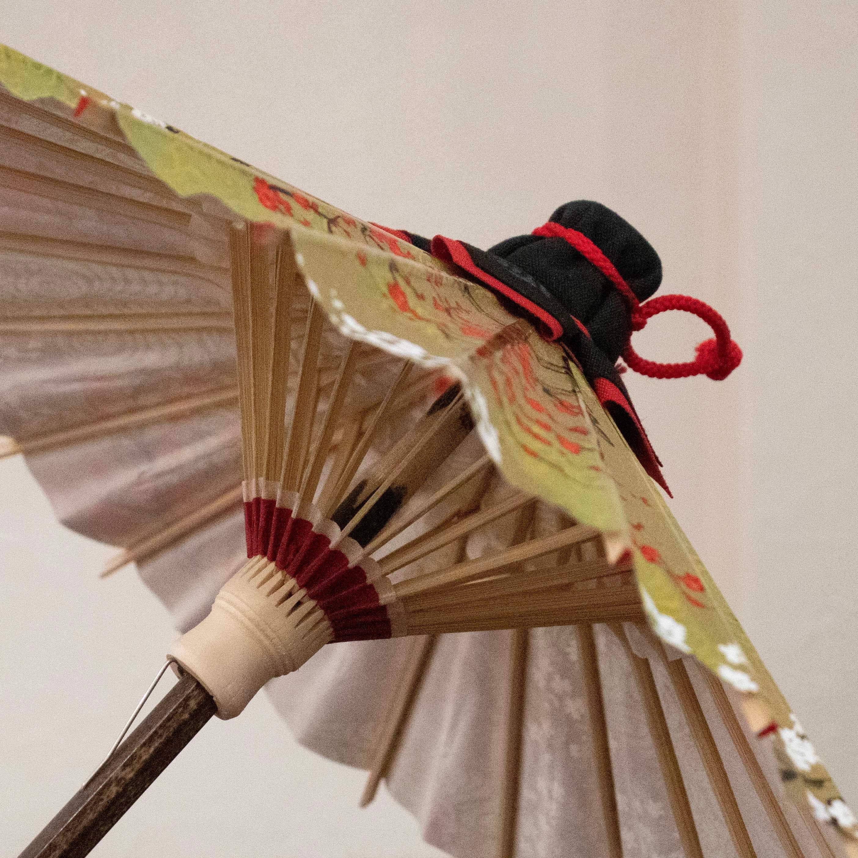 姫和傘 『紅梅白梅 観世流水 』若草色