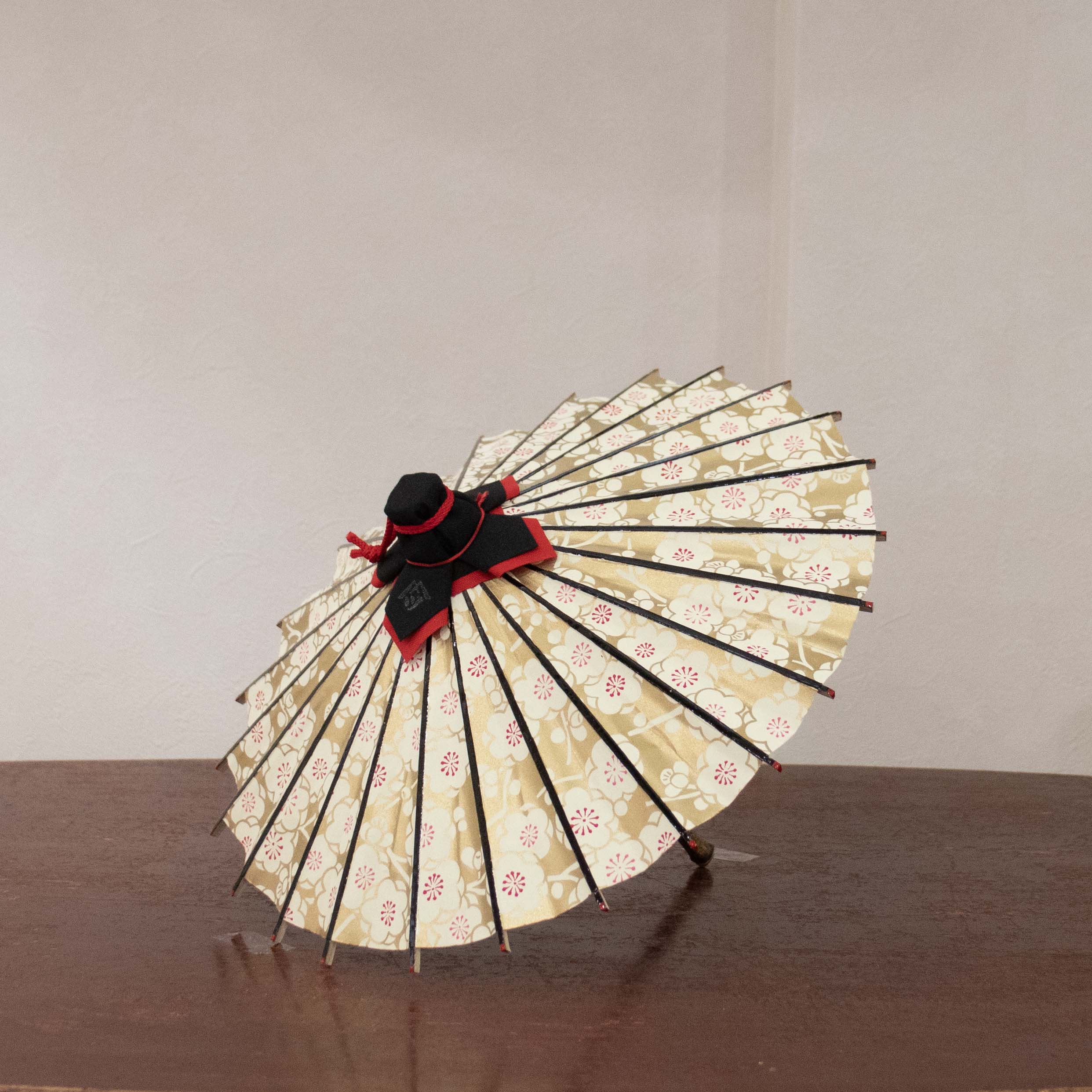 姫和傘 『金彩 白梅』 黒漆