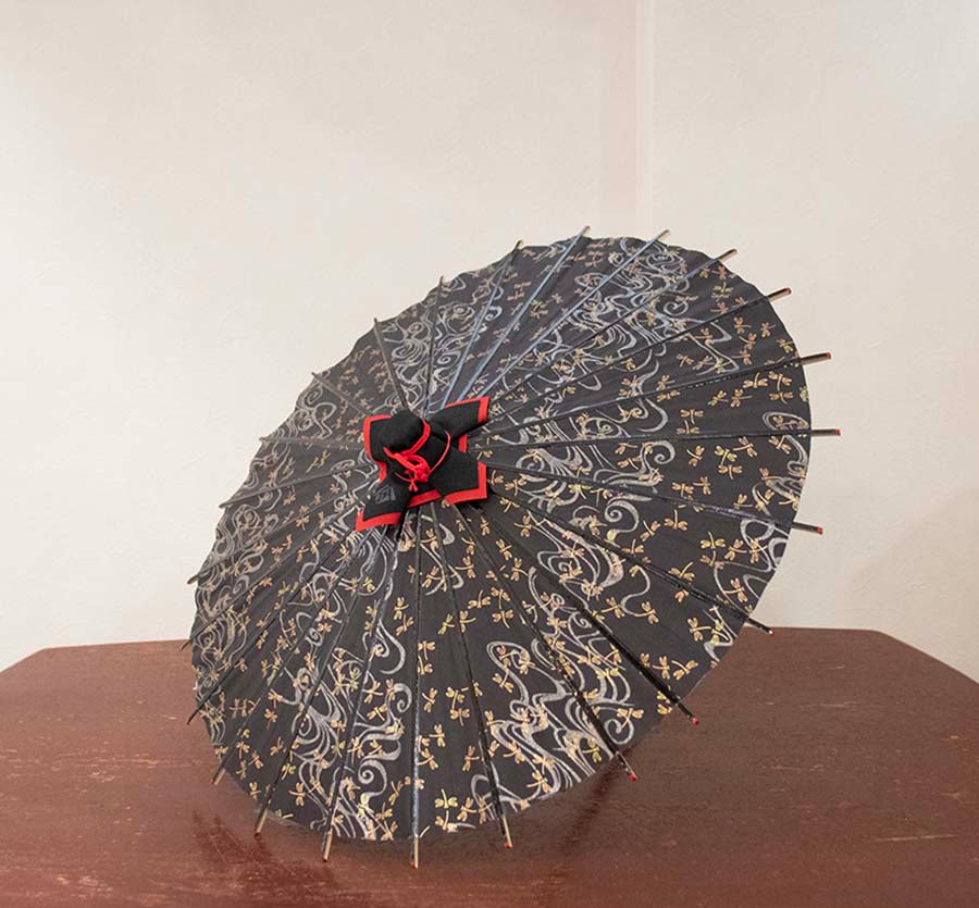 姫和傘  大寸『トンボの舞 黒』